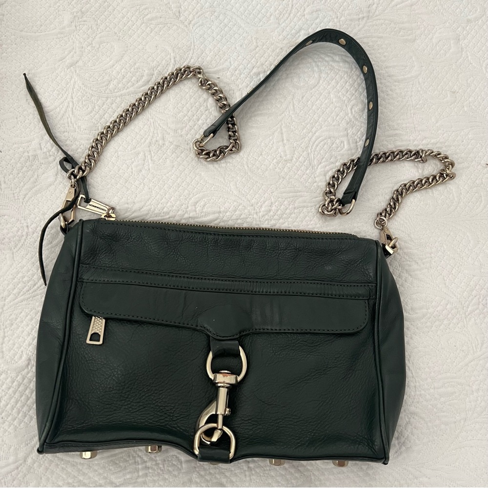 Rebecca Minkoff hunter green leather MAC cross body bag